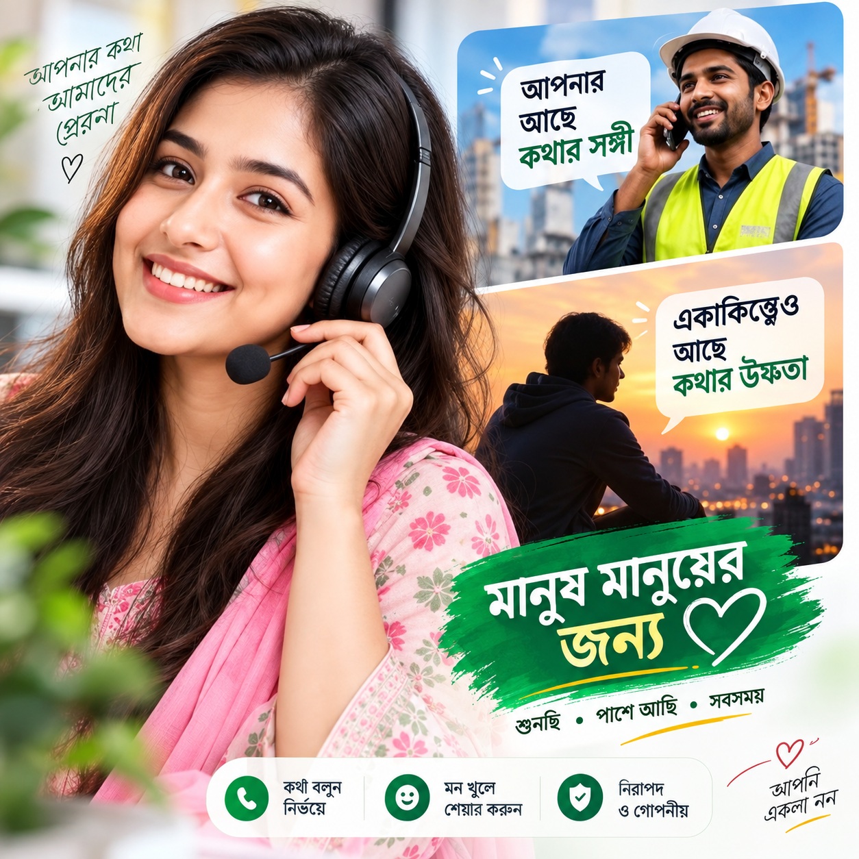 Callseba সেবা প্রদানকারী ও প্রবাসী মানুষের দৃশ্য